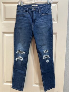 Levi 721 Dark Blue Distressed Women's Jeans
